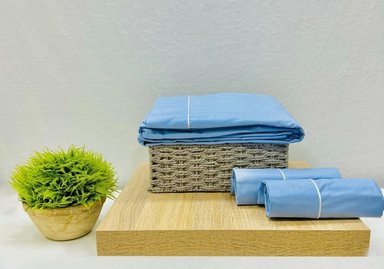 SÁBANAS BABYTU 1.5 PLAZAS 180 HILOS ALGODÓN CELESTE HOTELERAS PLACIDO