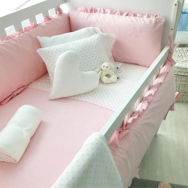 PROTECTORES CUNA BABYTU ALGODÓN ROSADO LATERALES PARACHOQUES ACOLCHADO ESTANDAR - 2