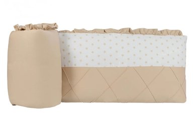 PROTECTOR CUNA BABYTU ALGODÓN BEIGE LATERAL PARACHOQUES DISEÑO Y ESTRELLITAS - 2