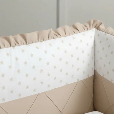 PROTECTOR CUNA BABYTU ALGODÓN BEIGE LATERAL PARACHOQUES DISEÑO Y ESTRELLITAS - 4