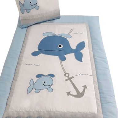 EDREDÓN BABYTU CELESTE CUNA ESTANDAR DISEÑO MARINO BEBE