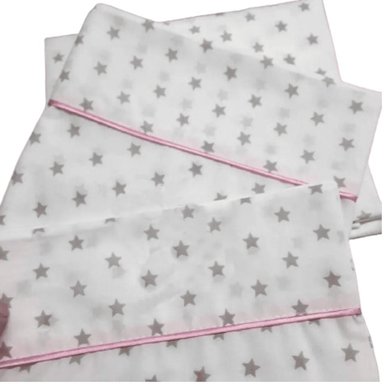SÁBANAS BABYTU BLANCO DE CUNA ESTANDAR DISEÑO ESTRELLITAS NIÑA
