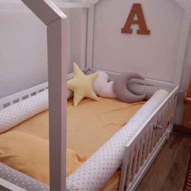 PROTECTORES CUNA BABYTU 1.5 PLAZAS GRIS ESTAMPADOS BUMPERS TUBULARES CAMA MONTESSORI