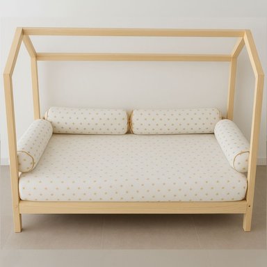 PROTECTORES CUNA BABYTU 1.5 PLAZAS CAQUI BUMPERS TUBULARES CAMA MONTESSORI