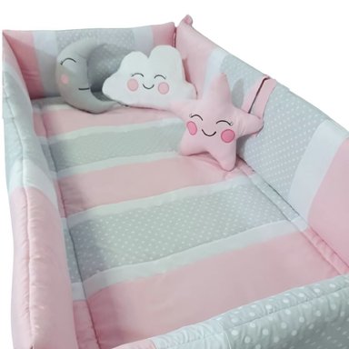 SET CUNA BABYTU ROSADO BORDADO ESTANDAR DISEÑO TRI CLASICO