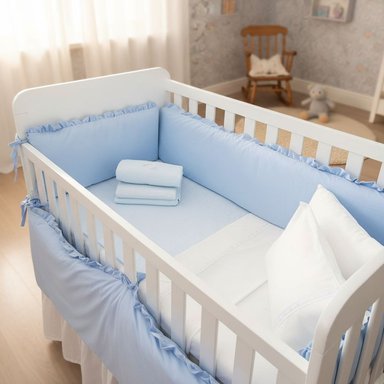 PROTECTORES CUNA BABYTU CELESTE LATERALES PARACHOQUES DISEÑO BEBE - 4