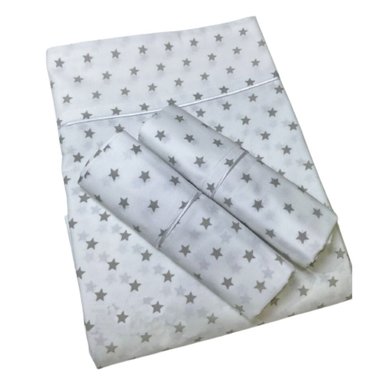 SÁBANAS BABYTU 1 PLAZA 180 HILOS ALGODÓN PIMA BLANCO ESTAMPADO HOME PERU ESTRELLITAS