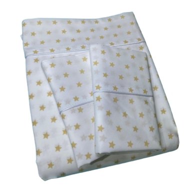 SÁBANAS BABYTU 1 PLAZA 180 HILOS ALGODÓN PIMA BLANCO ESTAMPADO HOME PERU ESTRELLITAS