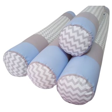 PROTECTORES CUNA BABYTU 1.5 PLAZAS CELESTE ESTAMPADOS BUMPERS TUBULARES CAMA MONTESSORI ZIG ZAG - 3