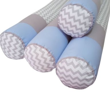 PROTECTORES CUNA BABYTU 1.5 PLAZAS CELESTE ESTAMPADOS BUMPERS TUBULARES CAMA MONTESSORI ZIG ZAG - 4
