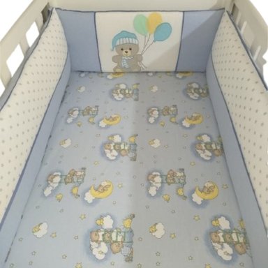 PROTECTOR LATERAL PARACHOQUES DE CUNA - DISEÑO OSITO BORDADO - NIÑO