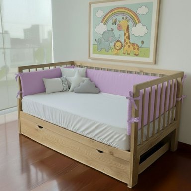 PROTECTORES PARACHOQUES LATERALES DE CAMA CUNA MONTESSORI 1.5 PLAZAS - LILA - 2