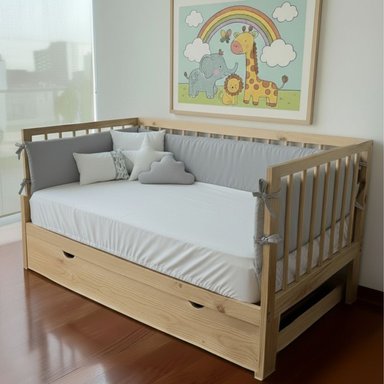 PROTECTORES PARACHOQUES LATERALES DE CAMA CUNA 1.5 PLAZAS MONTESSORI - PLOMOS