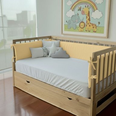 PROTECTORES PARACHOQUES LATERALES DE CAMA CUNA 1.5 PLAZAS MONTESSORI - AMARILLO