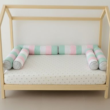 PROTECTORES BUMPERS TUBULARES DE CAMA CUNA 1.5 PLAZAS - MONTESSORI