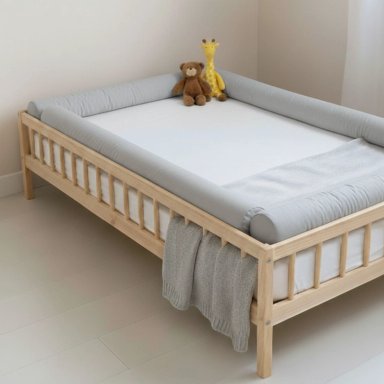 BUMPERS PROTECTORES TUBULARES DE CAMA CUNA 1.5 PLAZAS MONTESSORI - 4 PIEZAS - PLOMO