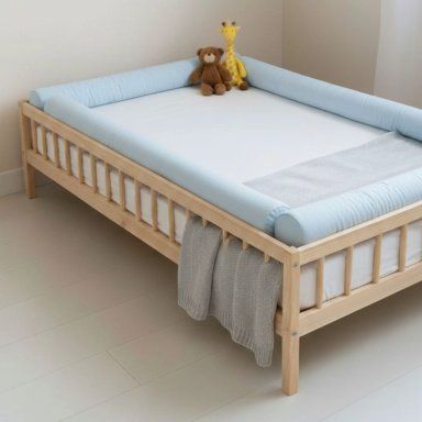 BUMPERS PROTECTORES TUBULARES TALLA 1.5 PLAZAS MONTESSORI - 4 PIEZAS - CELESTE