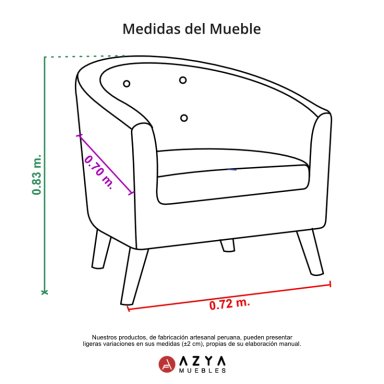 BUTACA AZYA MUEBLES DALILA TERCIOPELO BEIGE - 3