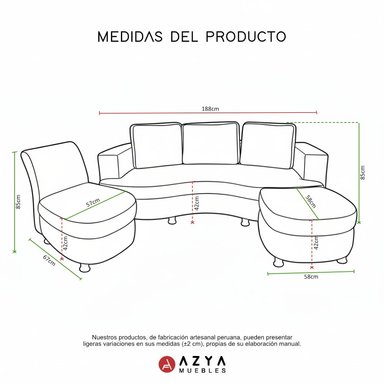 JUEGO DE SALA PARIS + COJINES DE REGALO - BEIGE - 3