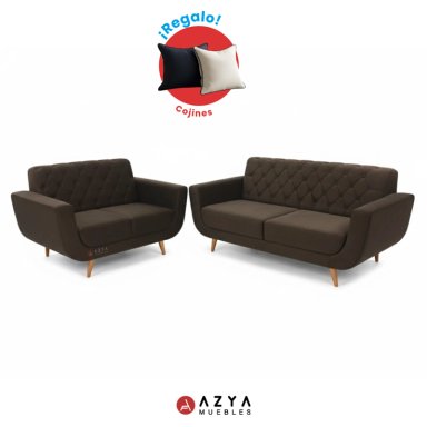 JUEGO DE SALA 3-2 ESCORPIO | MARRÓN + COJINES DECORATIVOS