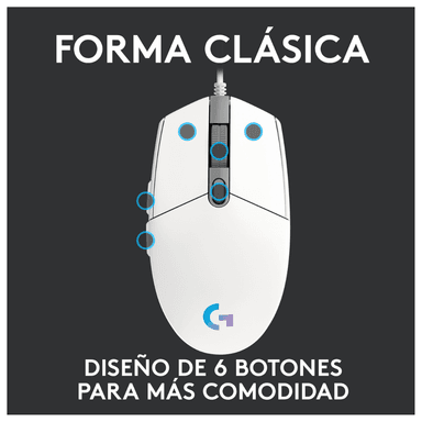 MOUSE LOGITECH G203 RGB WHITE - 3