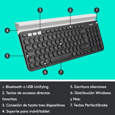 Teclado inalámbrico Bluetooth multidispositivo K780 Negro - 5