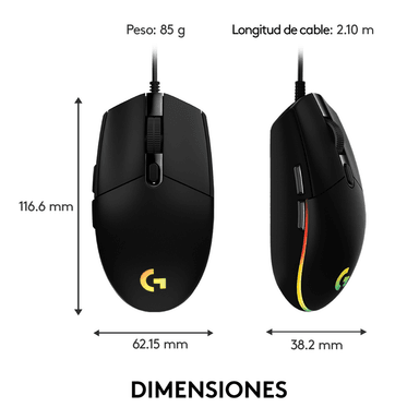 Mouse Logitech G203 LIGHTSYNC para Gaming Negro - 7