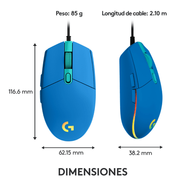Mouse Logitech G203 LIGHTSYNC para Gaming Azul - 7