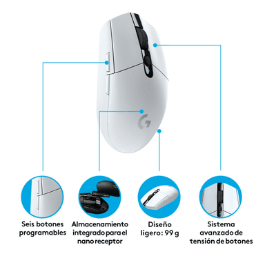 Mouse inalámbrico Logitech G305 LIGHTSPEED para gaming Blanco - 5