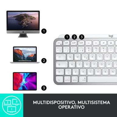 Teclado Inalámbrico Minimalista Logitech MX Keys Mini Pale Grey - 3