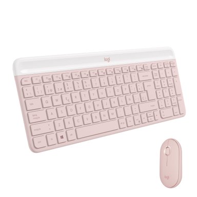 Combo teclado y mouse inalámbrico Logitech MK470 Slim Rosado - 1