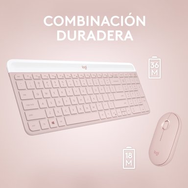 Combo teclado y mouse inalámbrico Logitech MK470 Slim Rosado - 4