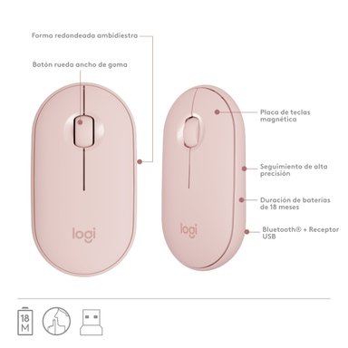 Combo teclado y mouse inalámbrico Logitech MK470 Slim Rosado - 6