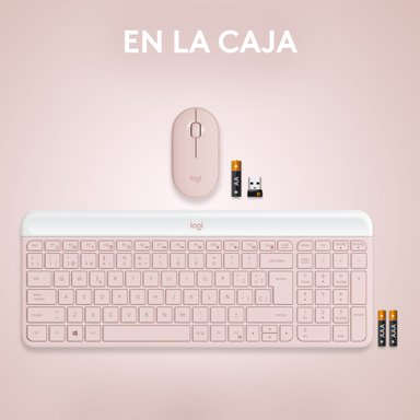 Combo teclado y mouse inalámbrico Logitech MK470 Slim Rosado - 9