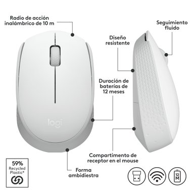 MOUSE INALÁMBRICO LOGITECH M170 WHITE - 6