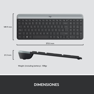Combo teclado y mouse inalámbrico Logitech MK470 Slim Negro - 7