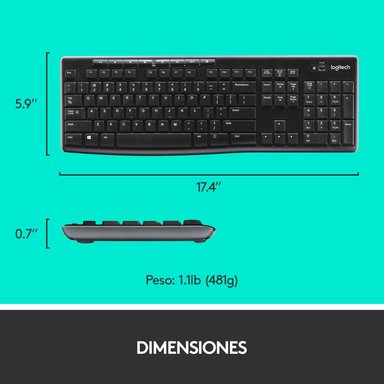 Combo teclado y mouse inalámbricos MK270 Negro - 6