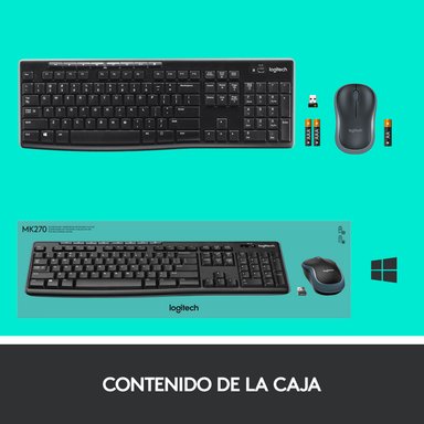 Combo teclado y mouse inalámbricos MK270 Negro - 8