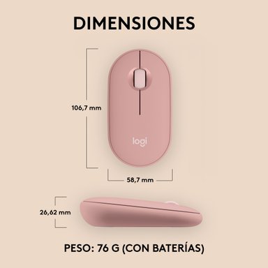 Mouse Inalámbrico Bluetooth Logitech Pebble 2 M350S Rose - 7