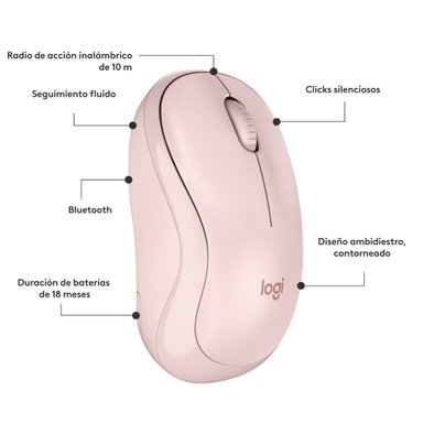 MOUSE INALÁMBRICO LOGITECH BLUETOOTH M240 SILENT WIRELESS ROSE - 6