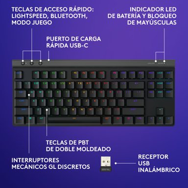 Teclado inalámbrico Logitech G515 LIGHTSPEED TKL para juegos Negro - 5