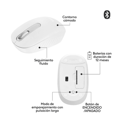 Mouse Bluetooth Logitech M196 Blanco - 6