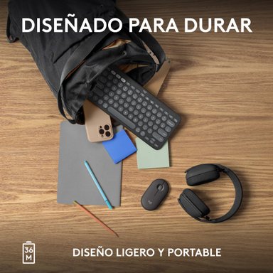 Teclado Bluetooth Multidispositivo Logitech Pebble Keys 2 K380S Grafito - 8