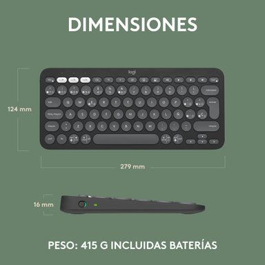 Teclado Bluetooth Multidispositivo Logitech Pebble Keys 2 K380S Grafito - 9