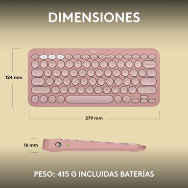 TECLADO LOGITECH PEBBLE 2 K380S BLUETOOTH/WIRELESS SP ROSE - 9