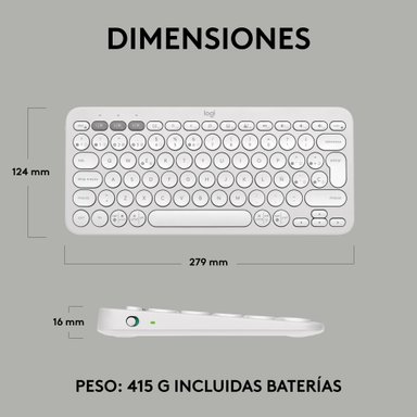 Teclado Bluetooth Multidispositivo Logitech Pebble Keys 2 K380S Blanco - 9