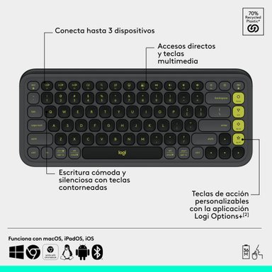 Combo teclado y mouse Logitech POP Icon Grafito - 6