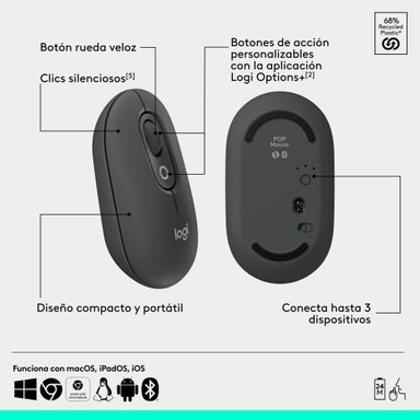 Combo teclado y mouse Logitech POP Icon Grafito - 7