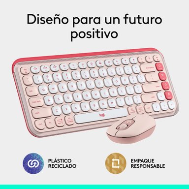 Combo teclado y mouse Logitech POP Icon Rose - 2