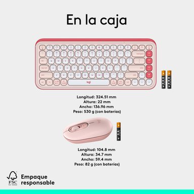Combo teclado y mouse Logitech POP Icon Rose - 10